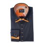 Moška slim fit srajca v črno oranžni barvni kombinaciji.