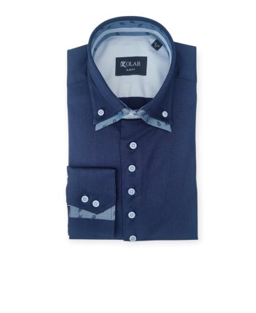 Moška temno modra srajca z dolgimi rokavi